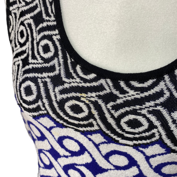 NIC + ZOE | sz M Women's Blue/White/Black Knit Print Sleeveless Sweater Dress - Picture 6 of 8